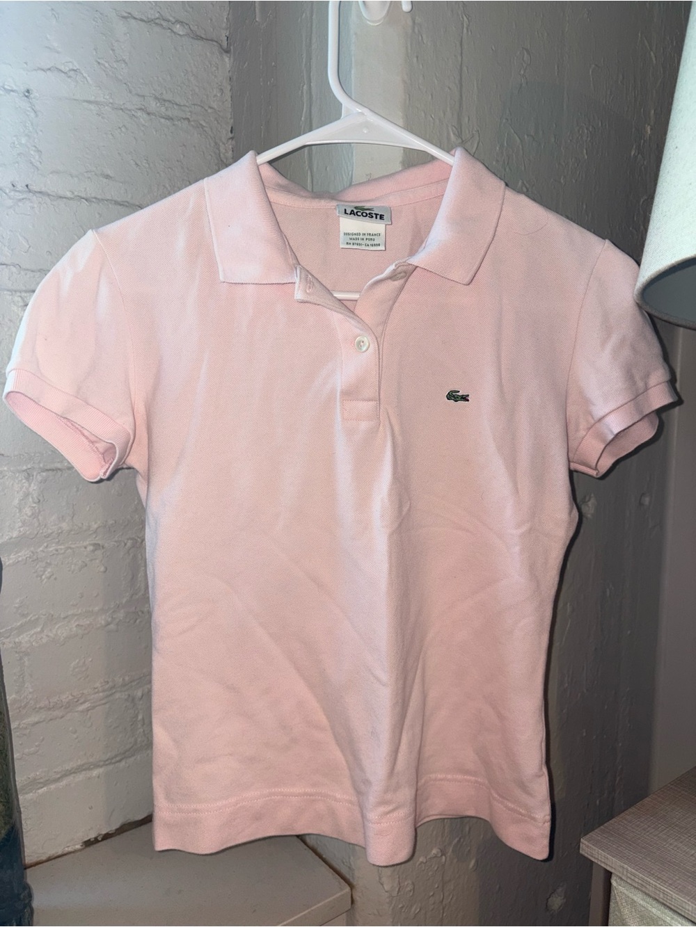 Lacoste Light Pink Polo with Green Crocodile Logo